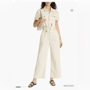 Paige Anessa Stretch-Denim Jumpsuit color cream size 6